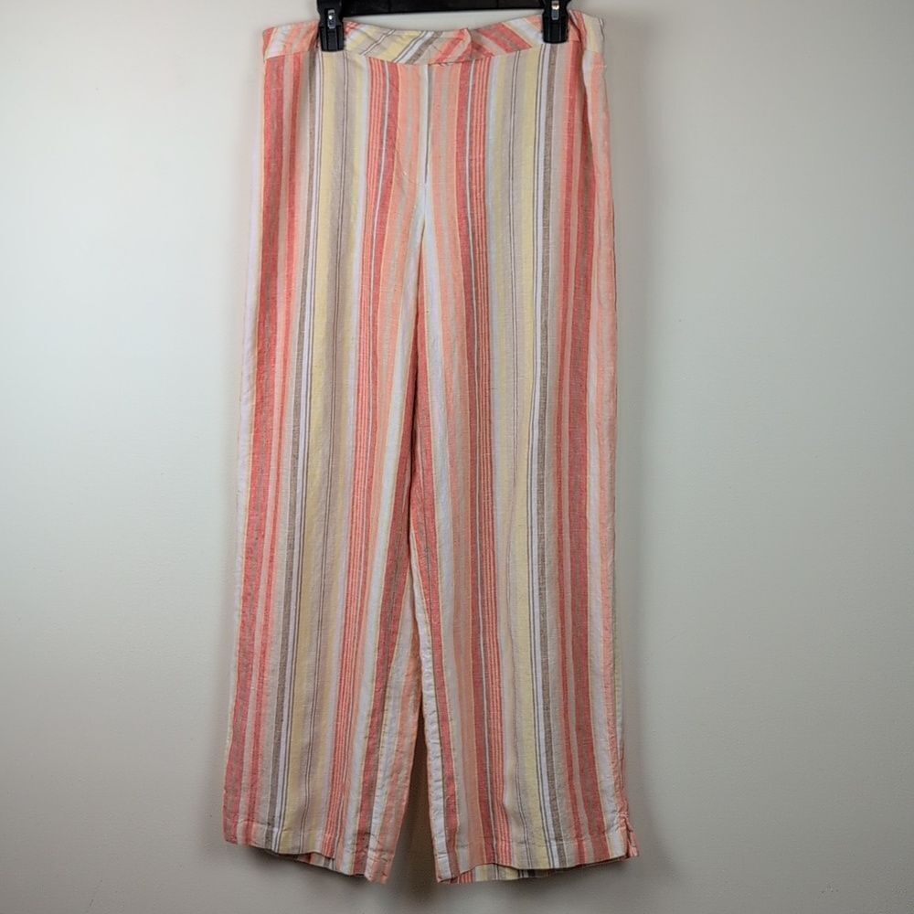 Tweeds Woman 100% Linen Wide Leg Pants Size 14W Coastal Beach Summer